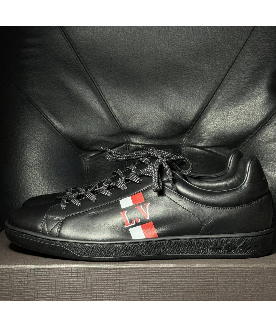 LOUIS VUITTON Черные кожаные низкие кроссовки / кеды, фото 3