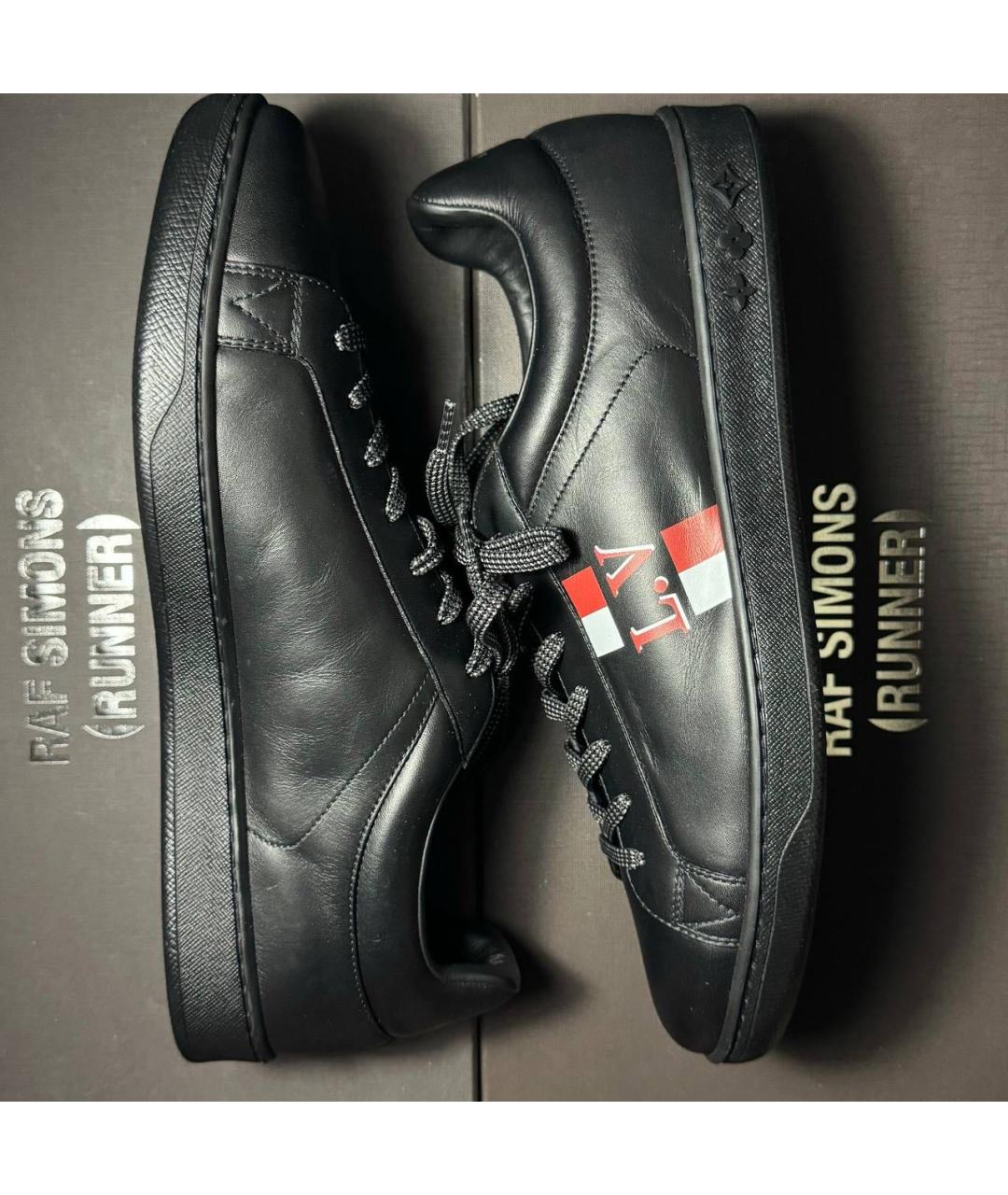 LOUIS VUITTON Черные кожаные низкие кроссовки / кеды, фото 4