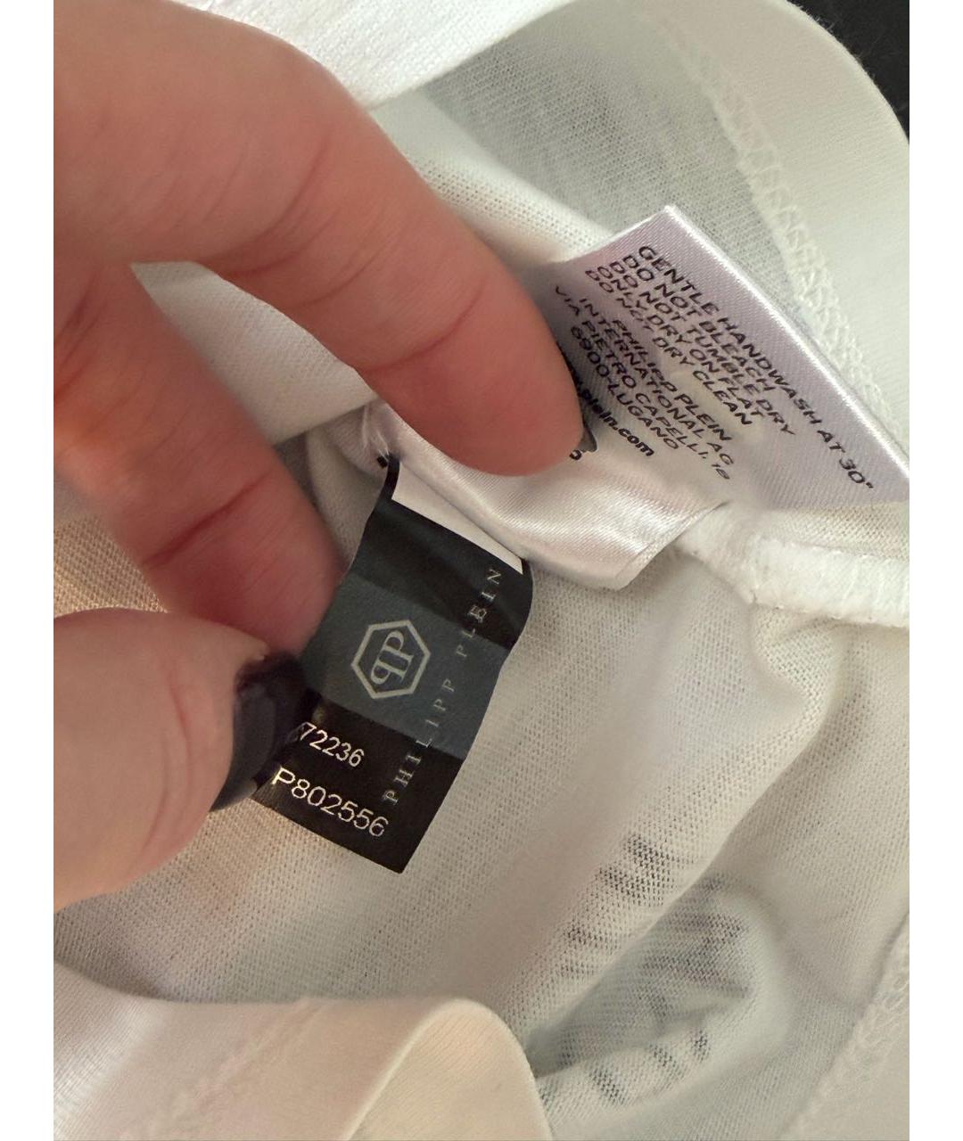 PHILIPP PLEIN Белая хлопковая футболка, фото 7