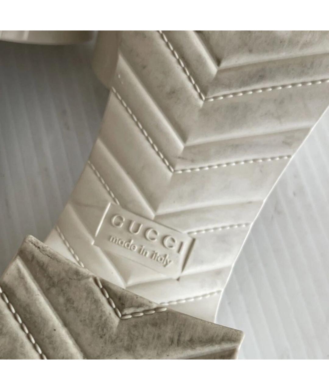 GUCCI Бежевые резиновые шлепанцы, фото 9