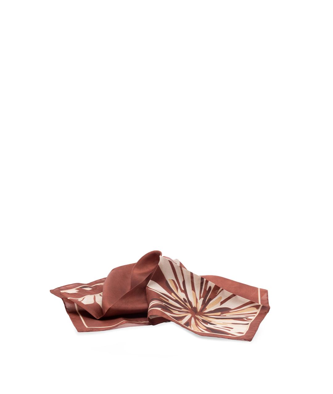 BRUNELLO CUCINELLI Бордовый шелковый платок, фото 2
