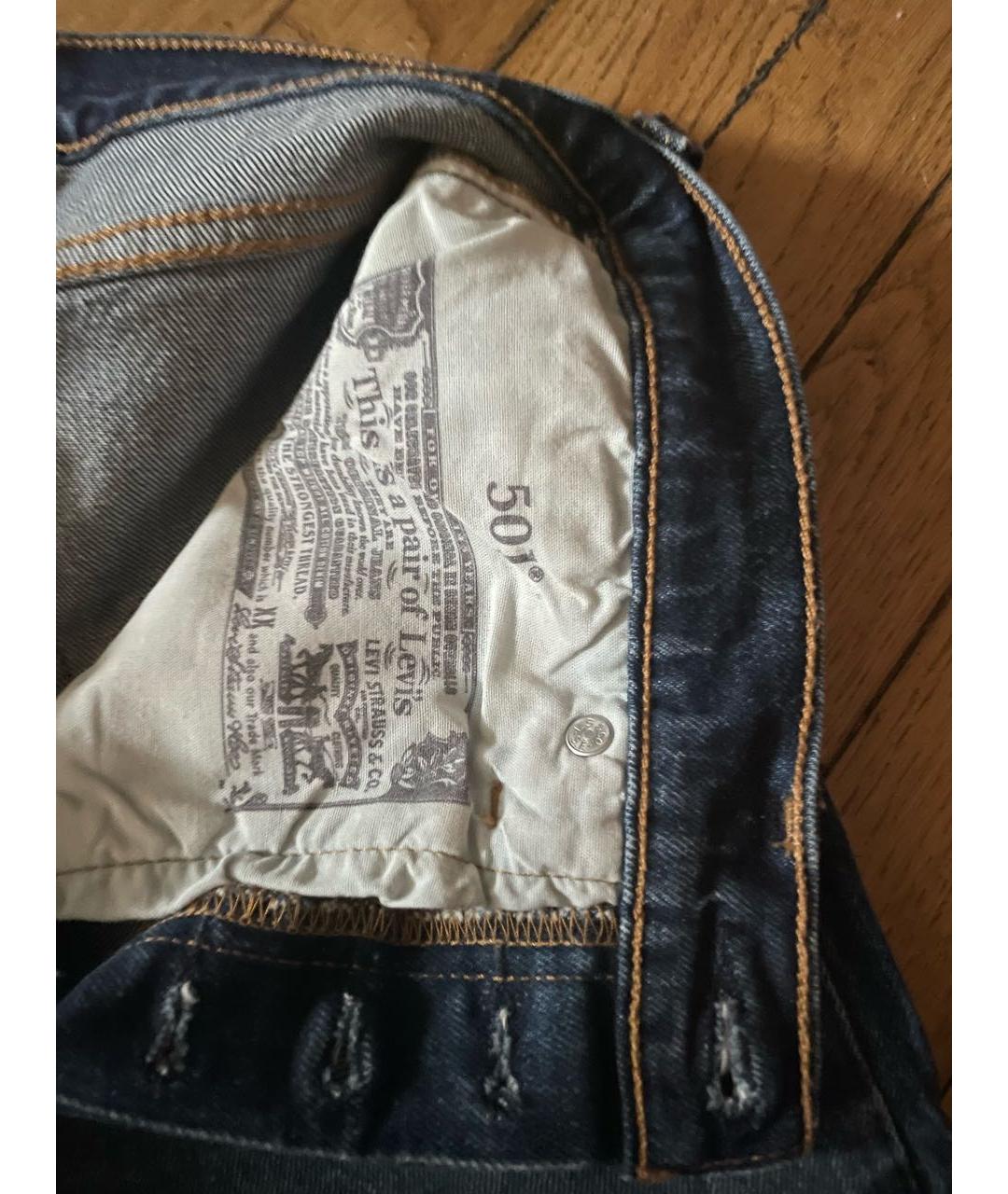 LEVI'S Темно-синие хлопковые прямые джинсы, фото 5