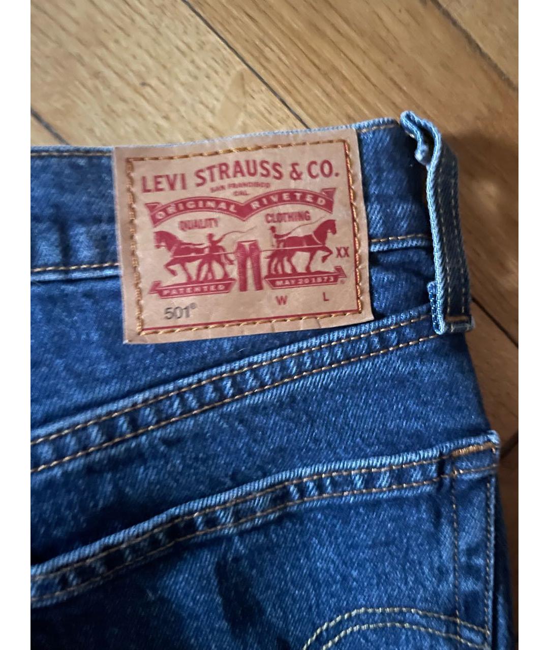 LEVI'S Темно-синие хлопковые прямые джинсы, фото 4