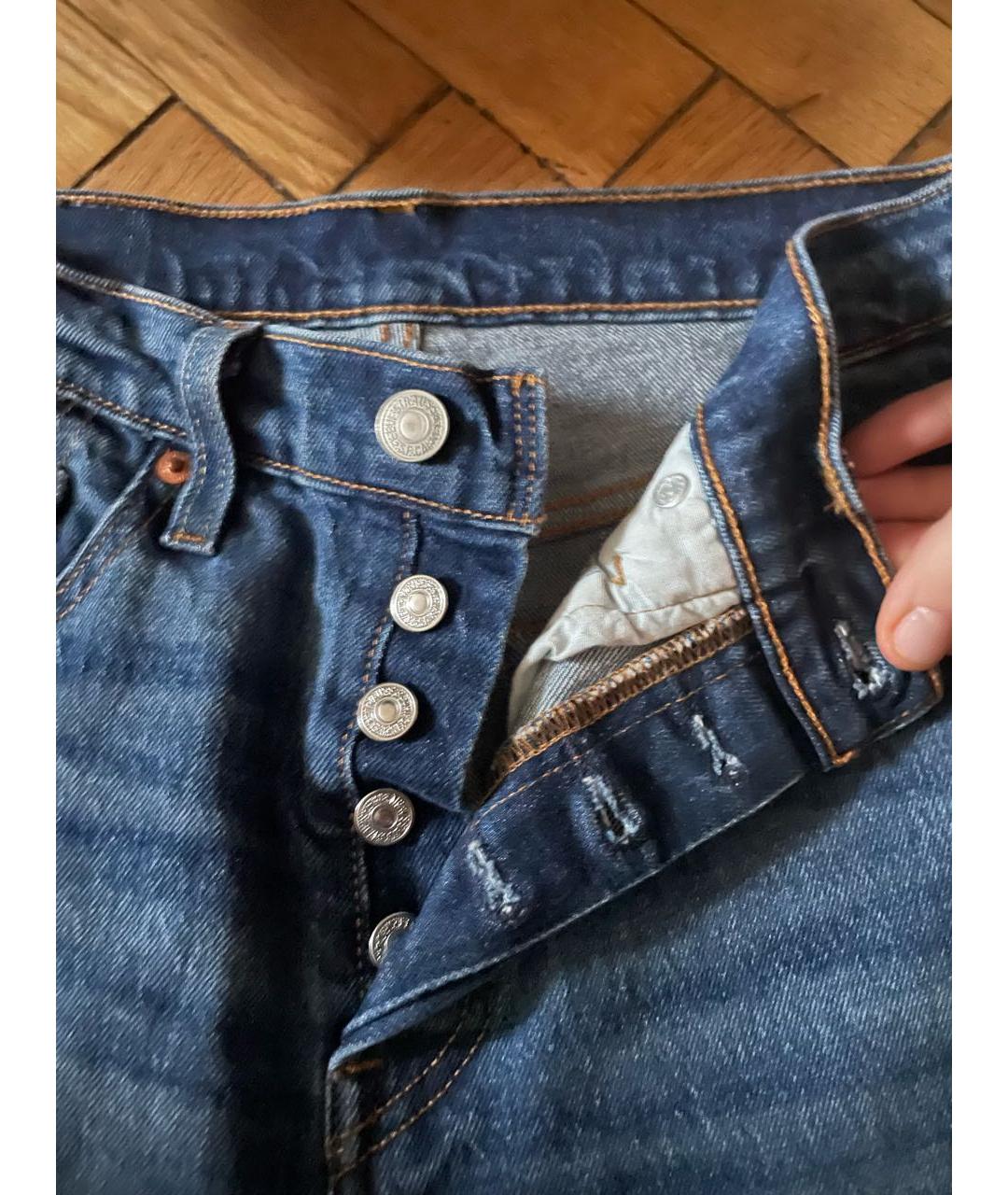 LEVI'S Темно-синие хлопковые прямые джинсы, фото 3