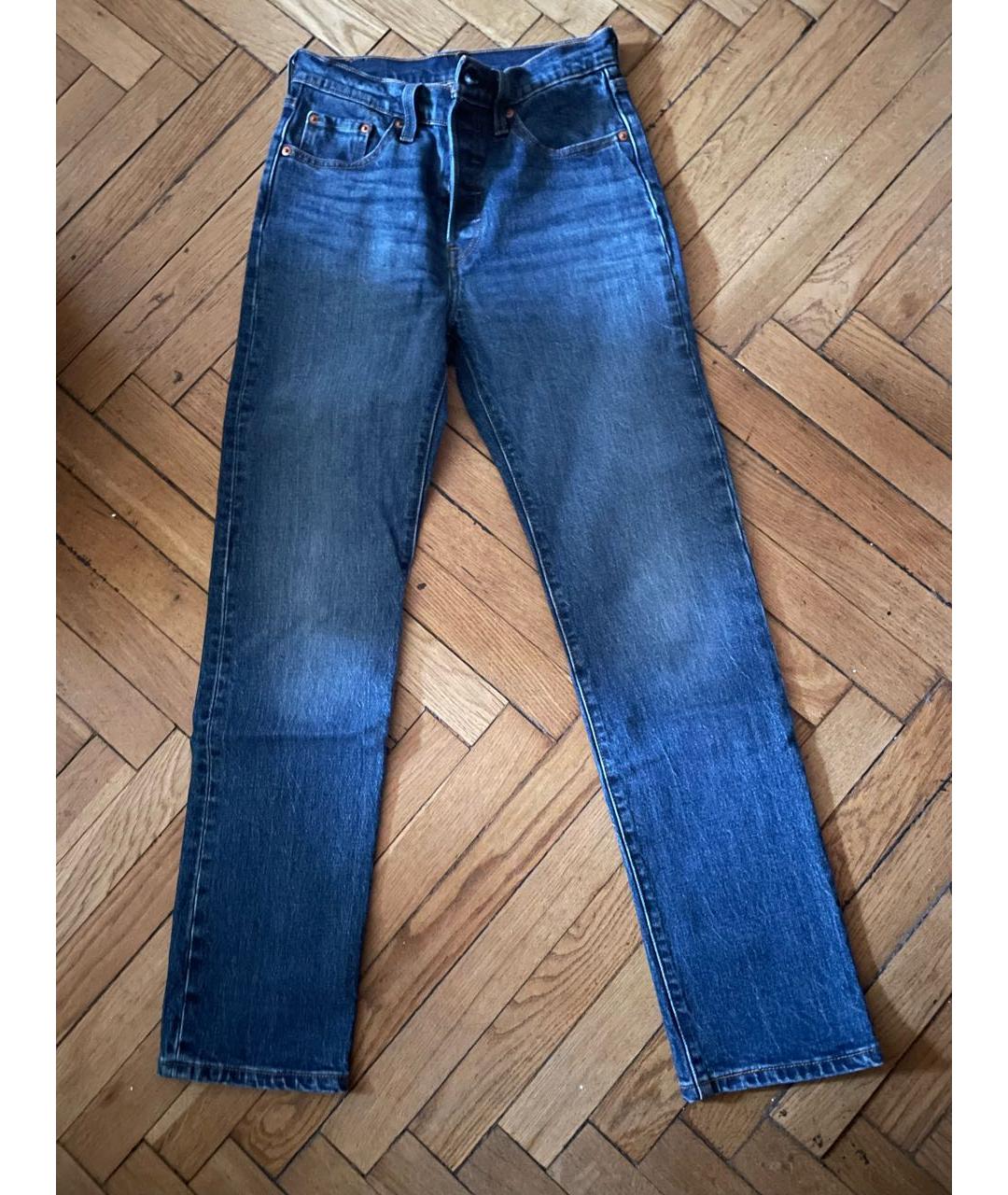 LEVI'S Темно-синие хлопковые прямые джинсы, фото 7