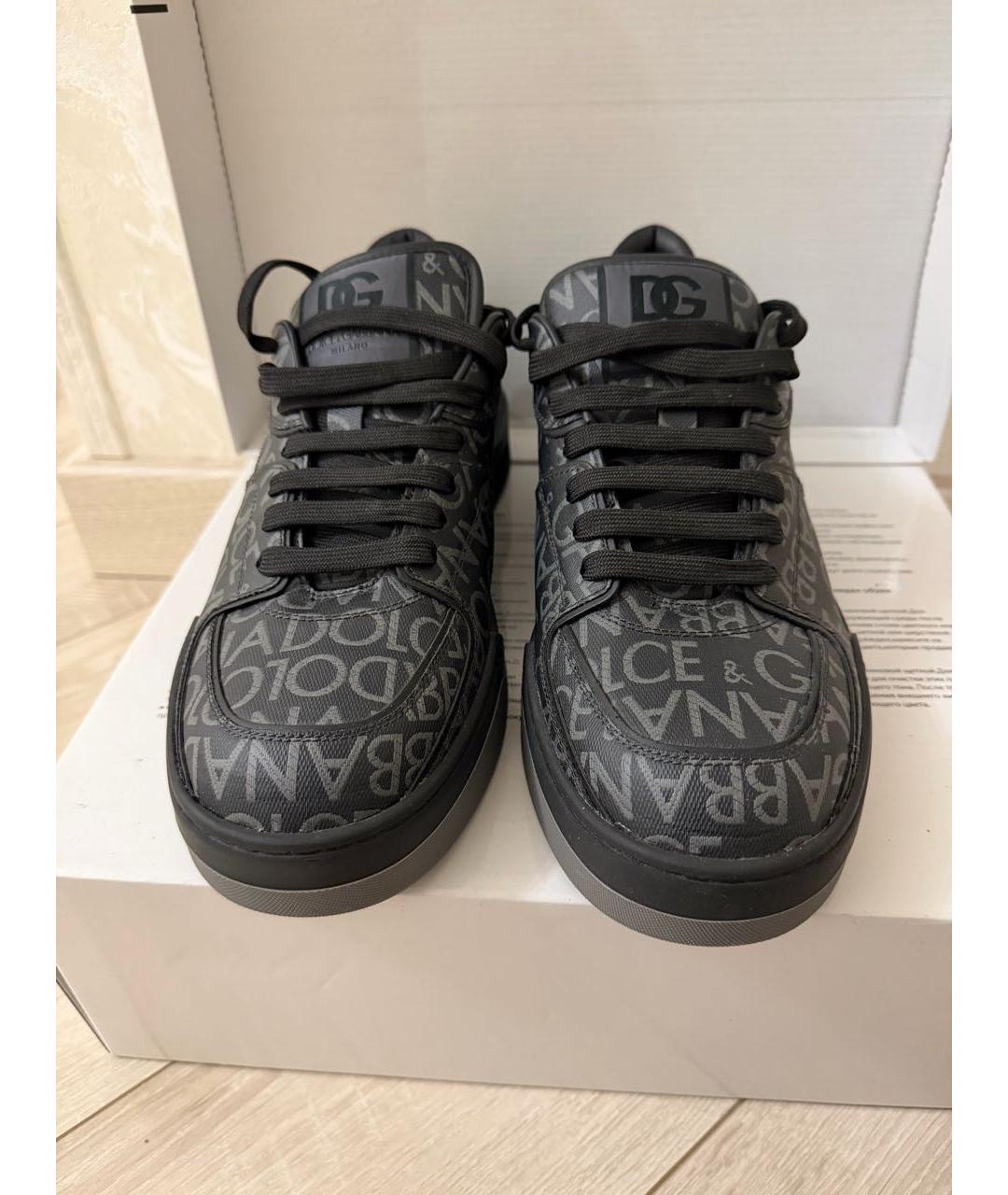 DOLCE&GABBANA Черные кожаные низкие кроссовки / кеды, фото 3