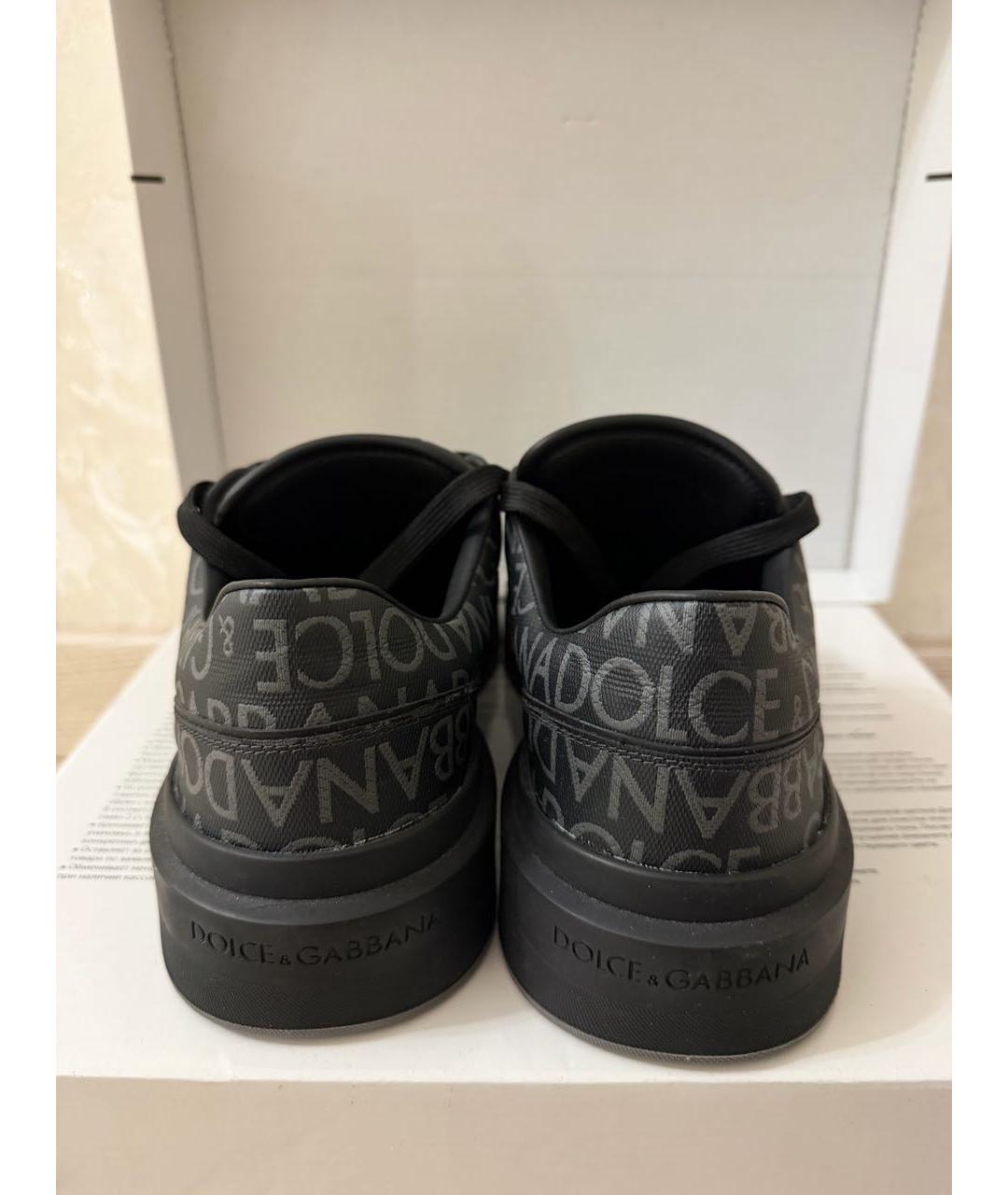 DOLCE&GABBANA Черные кожаные низкие кроссовки / кеды, фото 4