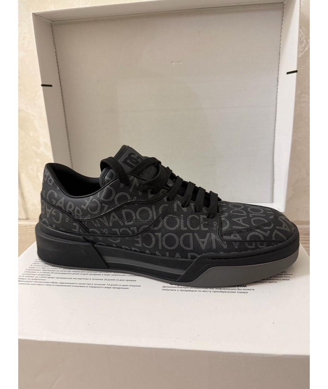 DOLCE&GABBANA Черные кожаные низкие кроссовки / кеды, фото 6