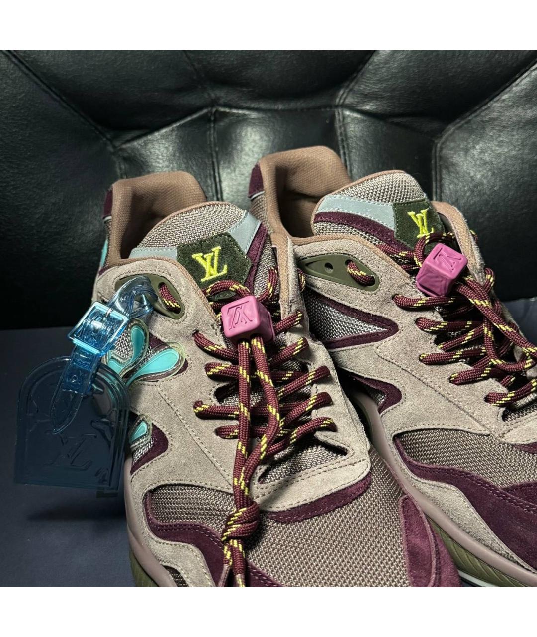LOUIS VUITTON Хаки текстильные кроссовки, фото 5