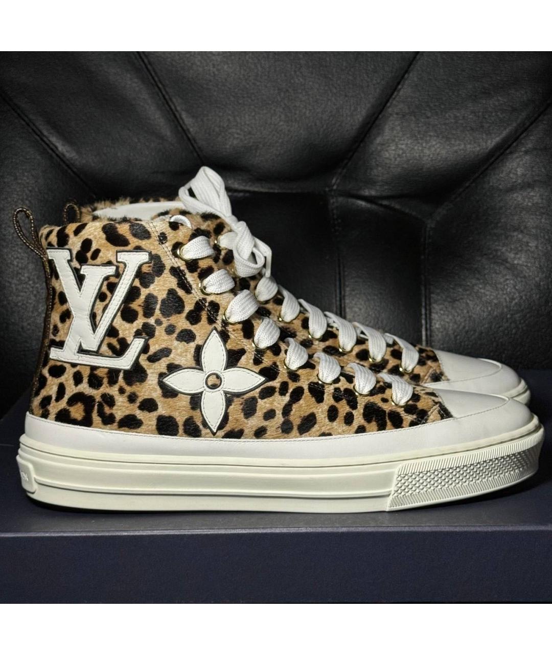 LOUIS VUITTON Коричневые кожаные кеды, фото 9