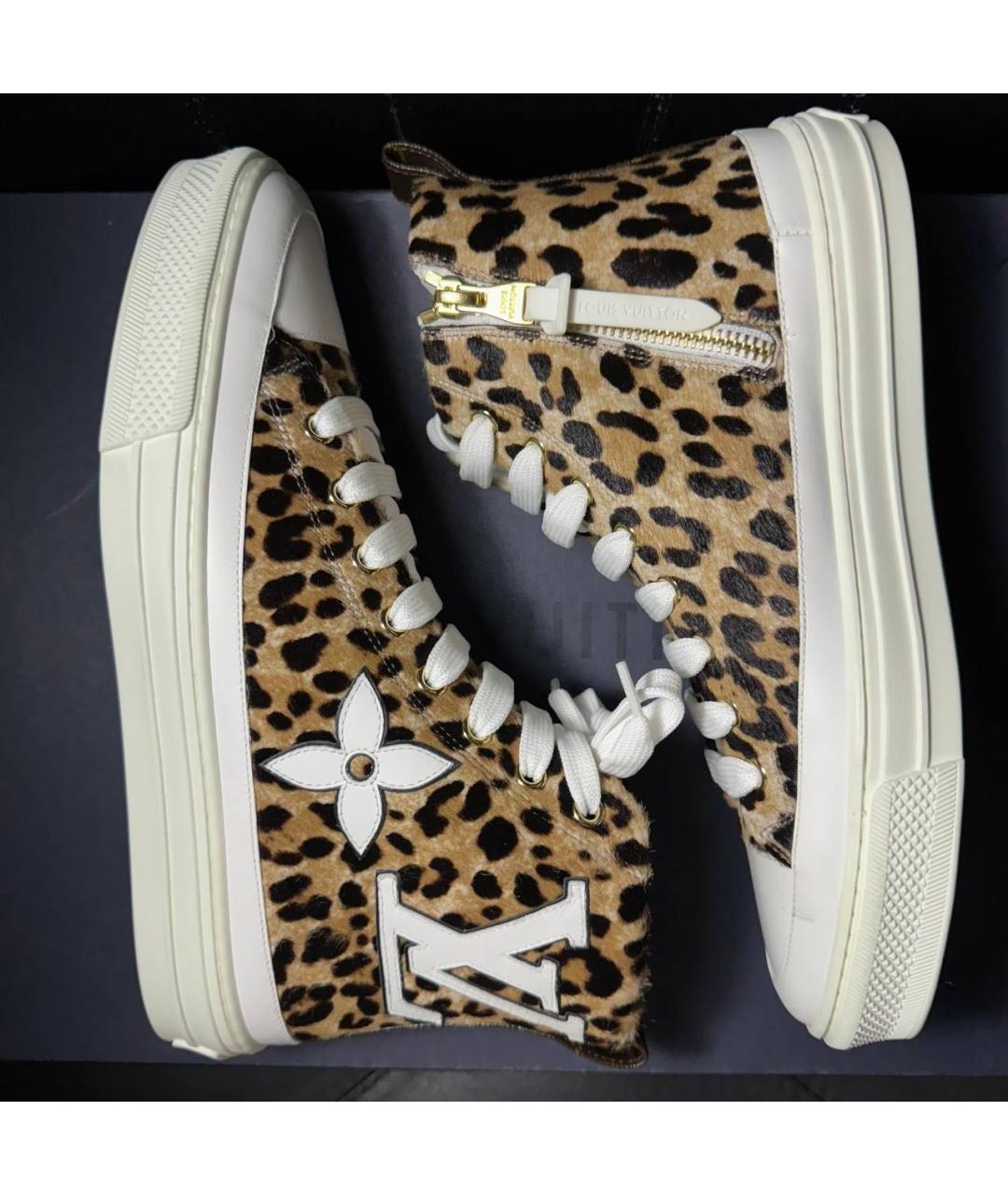 LOUIS VUITTON Коричневые кожаные кеды, фото 5