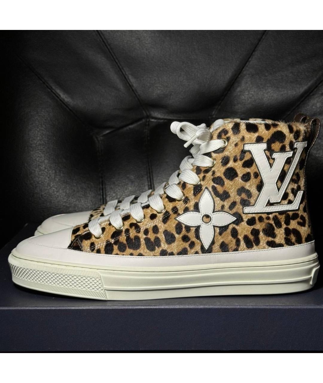 LOUIS VUITTON Коричневые кожаные кеды, фото 2