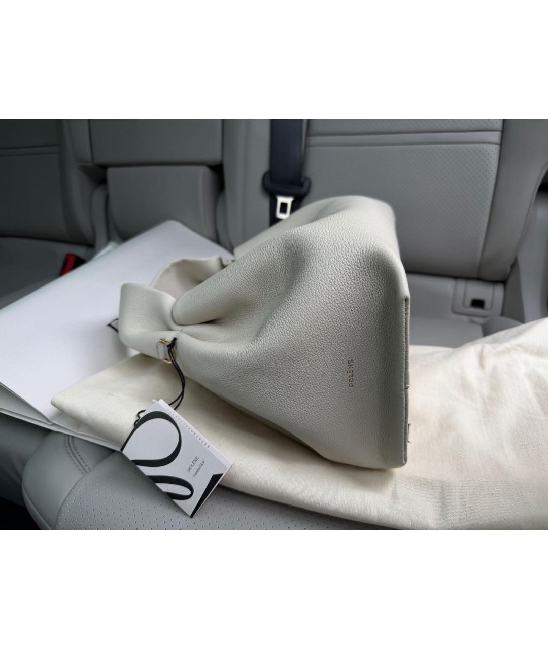 POLENE Белая кожаная сумка с короткими ручками, фото 2