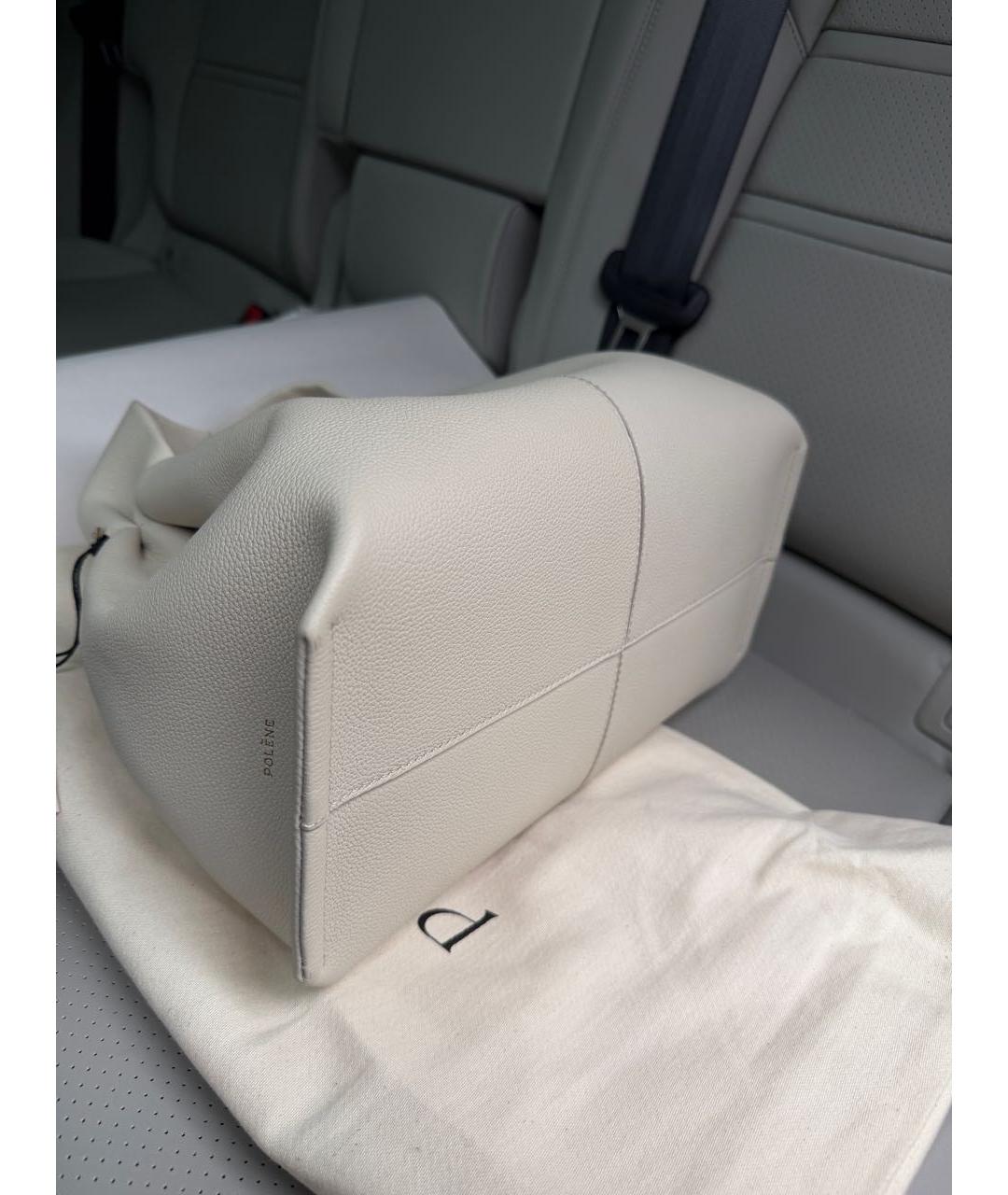 POLENE Белая кожаная сумка с короткими ручками, фото 3