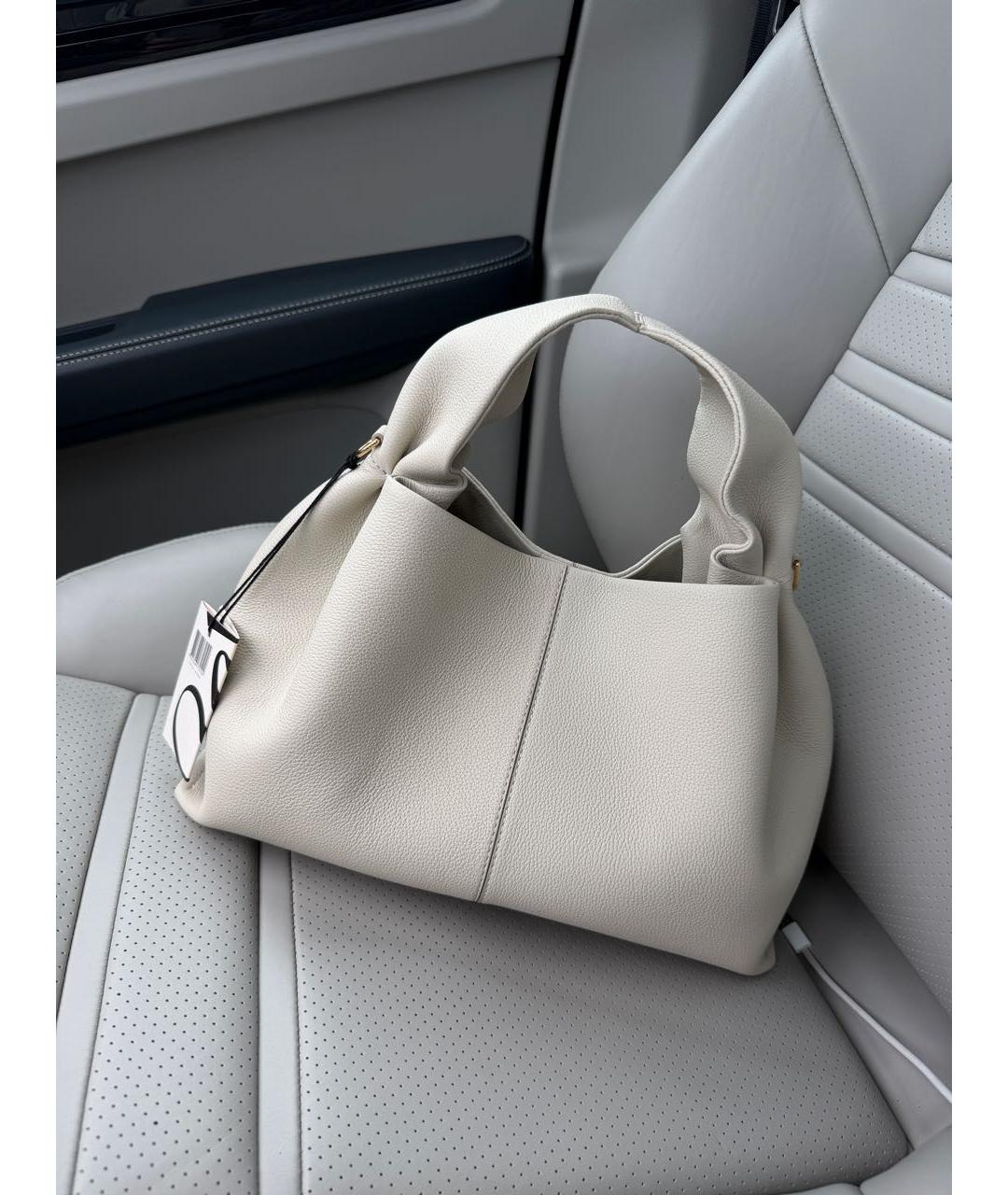 POLENE Белая кожаная сумка с короткими ручками, фото 9