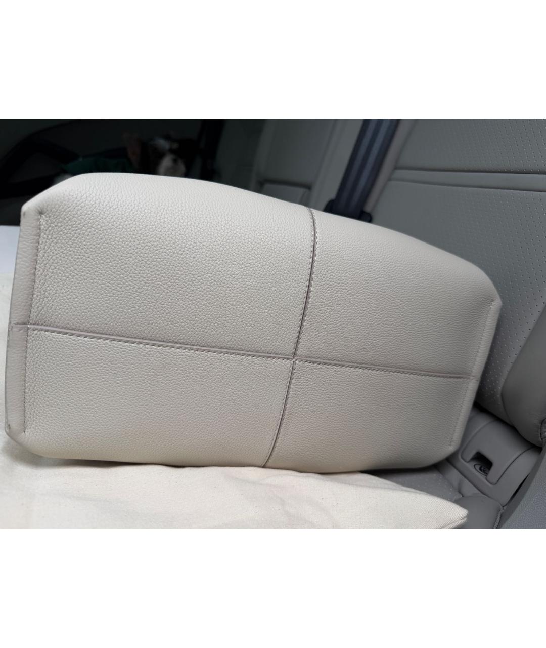 POLENE Белая кожаная сумка с короткими ручками, фото 7