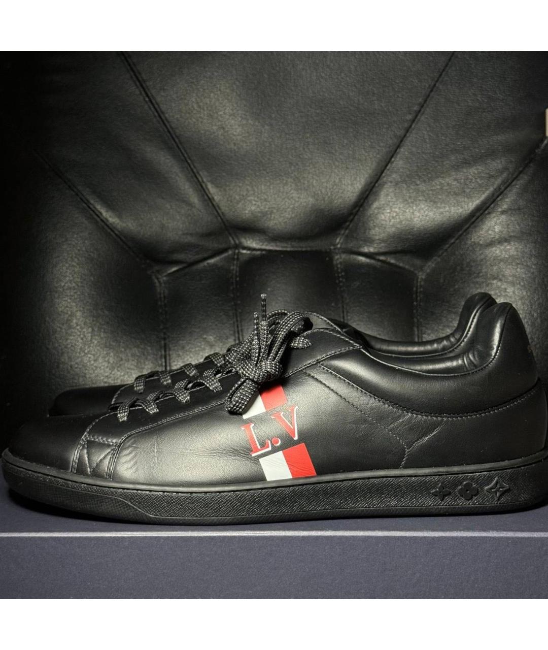 LOUIS VUITTON Черные кожаные низкие кроссовки / кеды, фото 3