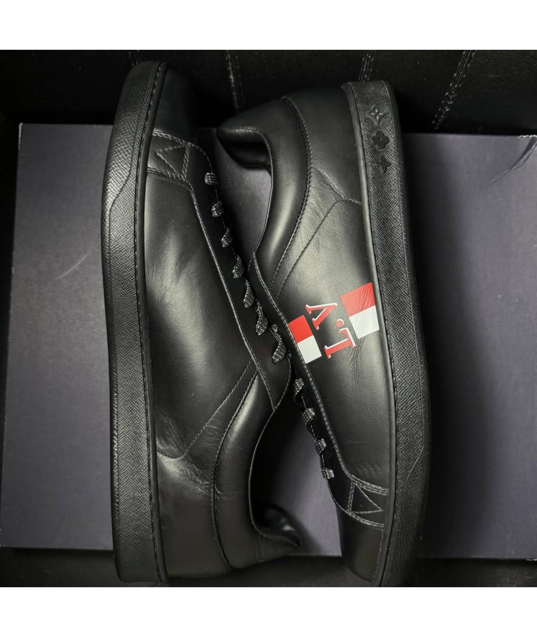 LOUIS VUITTON Черные кожаные низкие кроссовки / кеды, фото 4