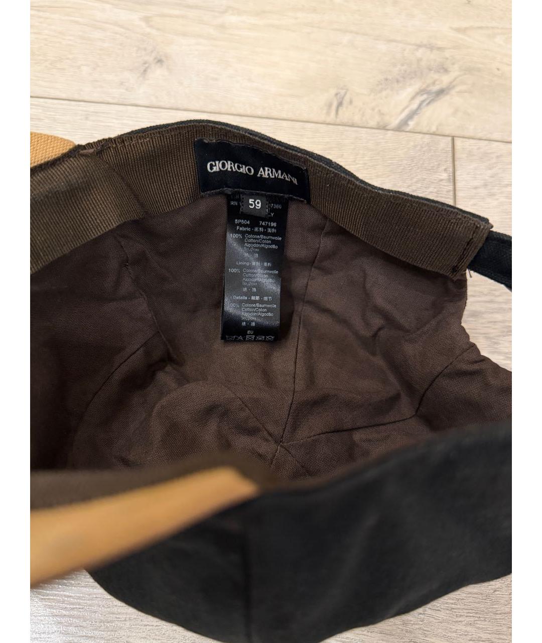 GIORGIO ARMANI Черная хлопковая кепка/бейсболка, фото 7