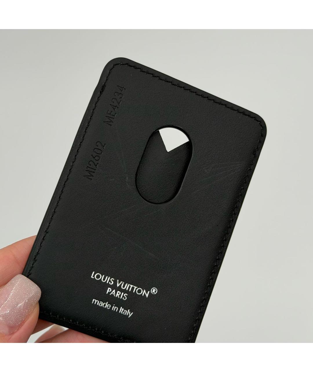 LOUIS VUITTON Черный кожаный кардхолдер, фото 4