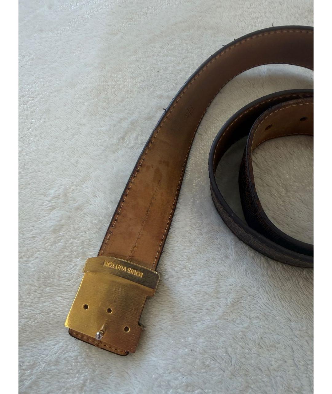LOUIS VUITTON Коричневый кожаный ремень, фото 2