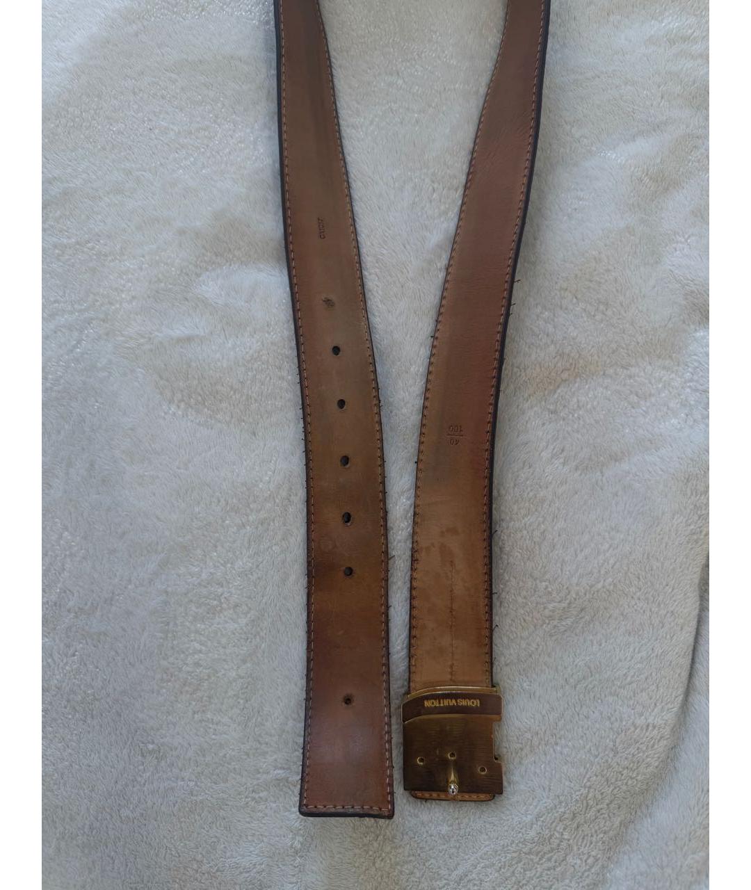 LOUIS VUITTON Коричневый кожаный ремень, фото 7