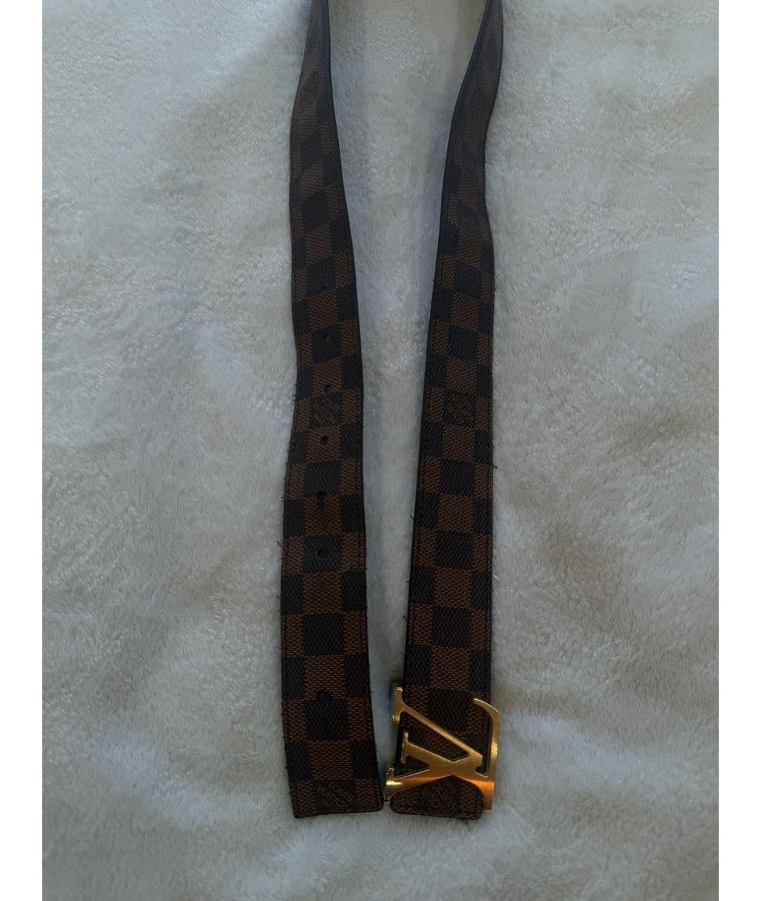 LOUIS VUITTON Коричневый кожаный ремень, фото 6