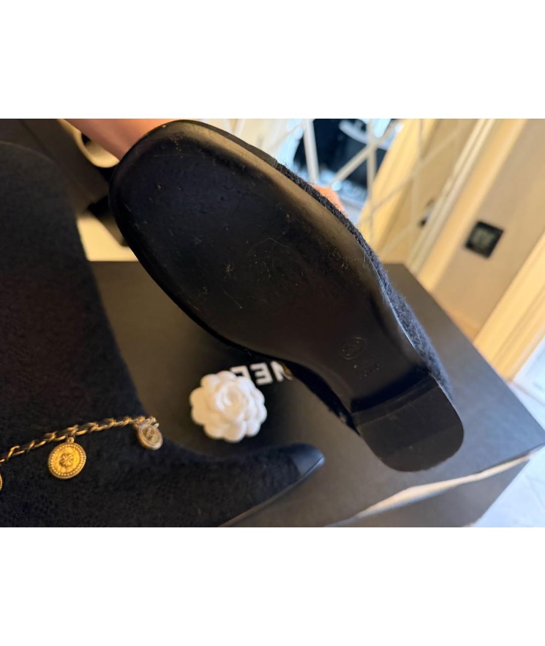 CHANEL Черные текстильные сапоги, фото 7