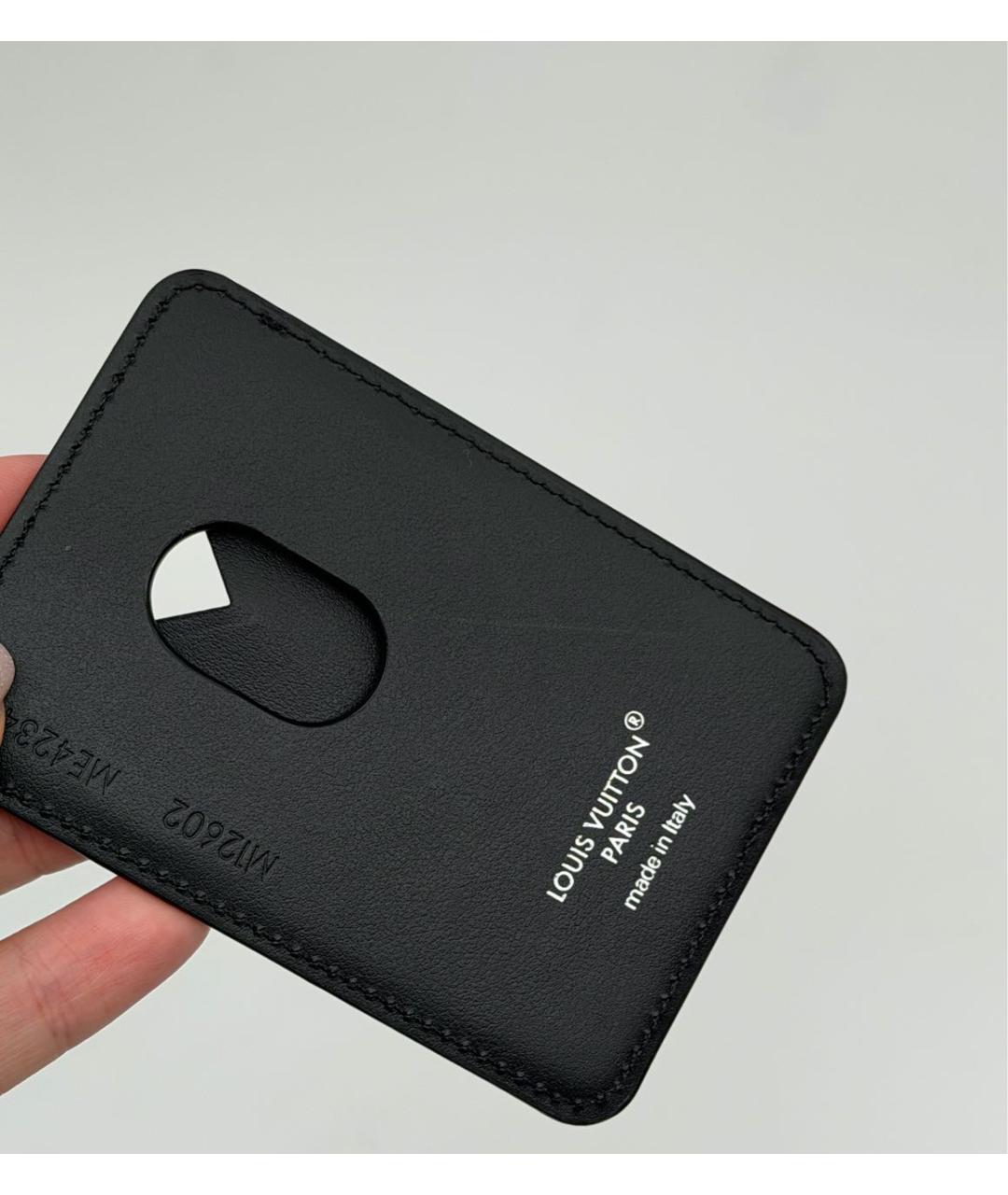 LOUIS VUITTON Черный кожаный кардхолдер, фото 4