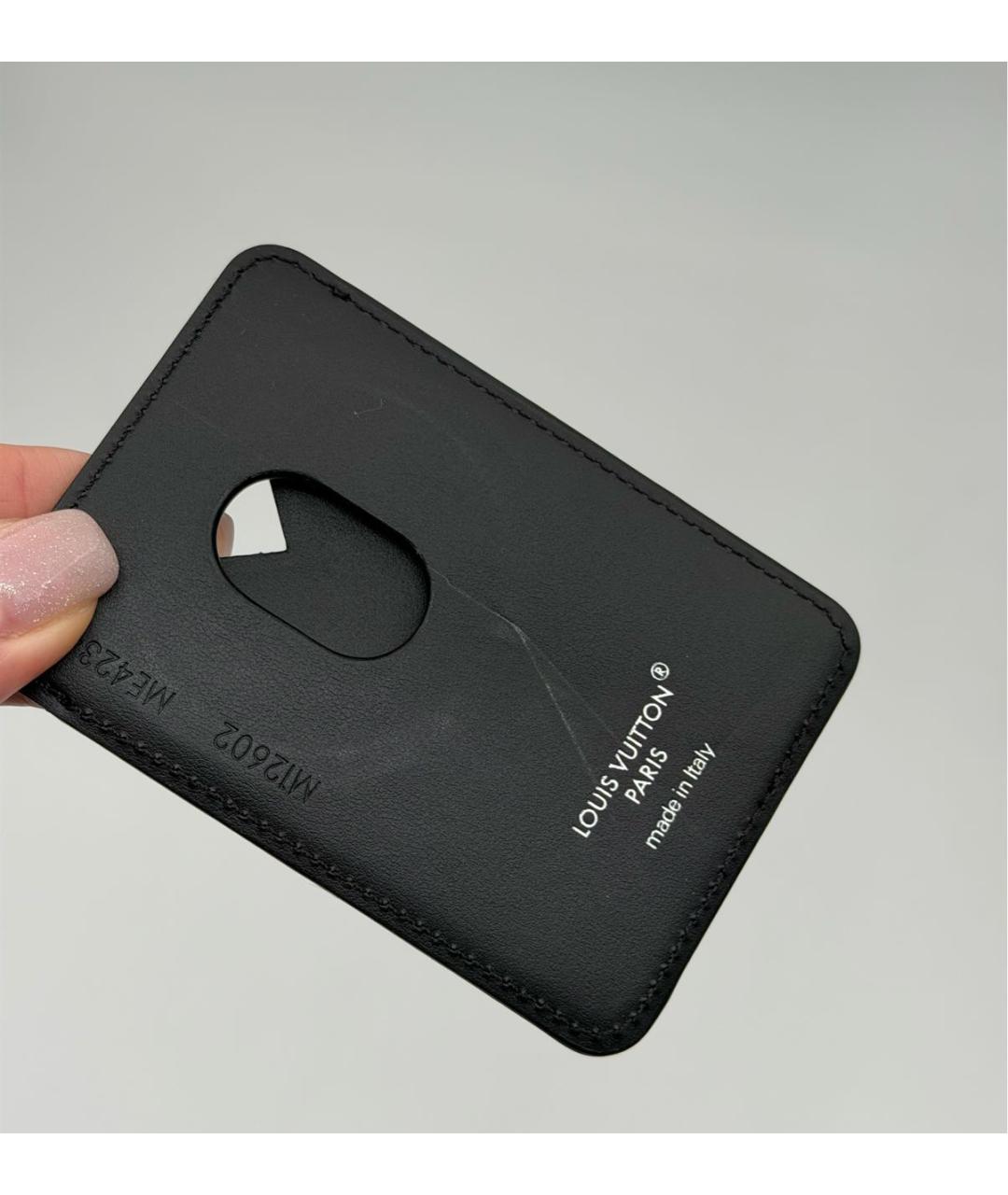 LOUIS VUITTON Черный кожаный кардхолдер, фото 4