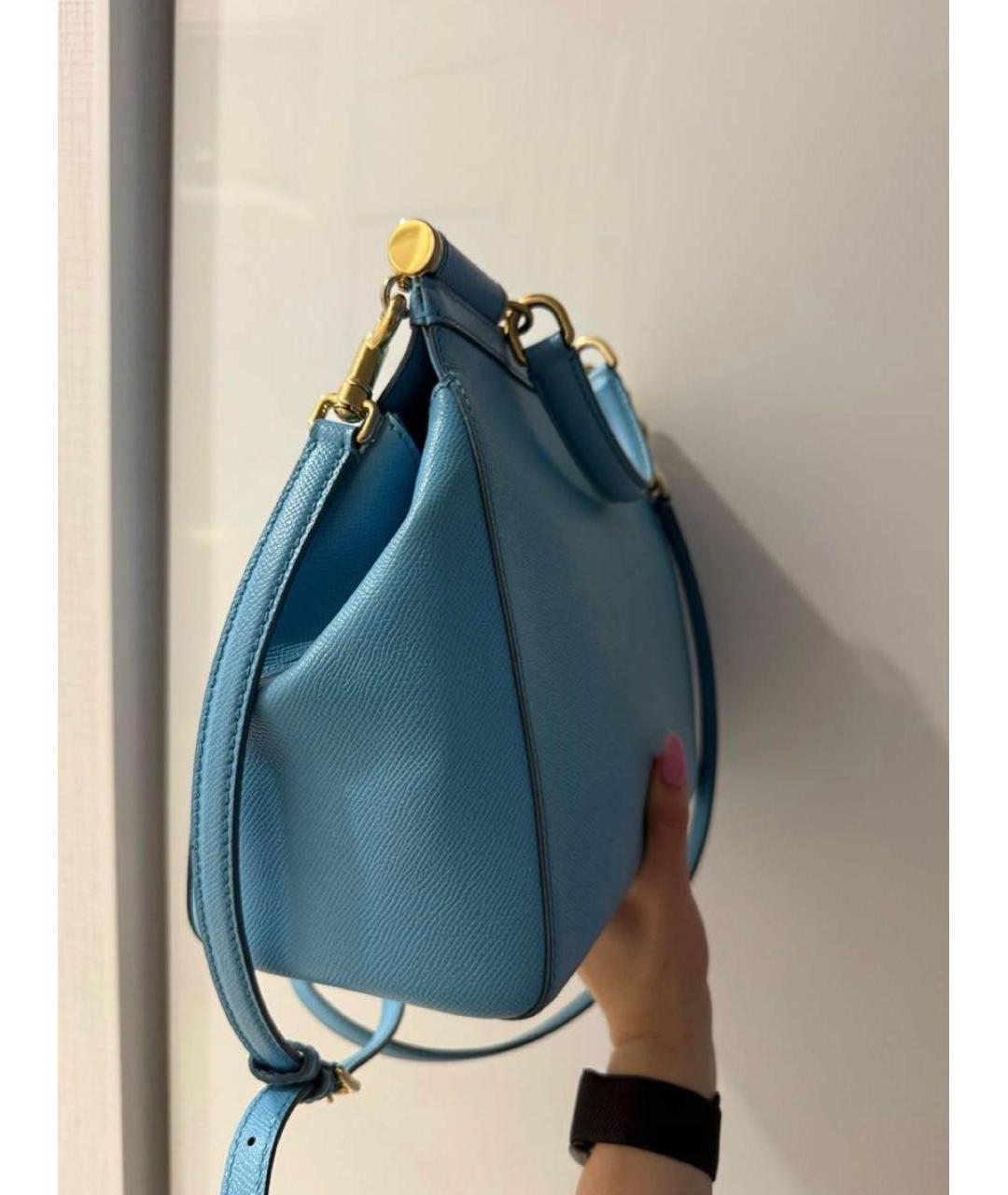 DOLCE&GABBANA Бирюзовая кожаная сумка с короткими ручками, фото 2