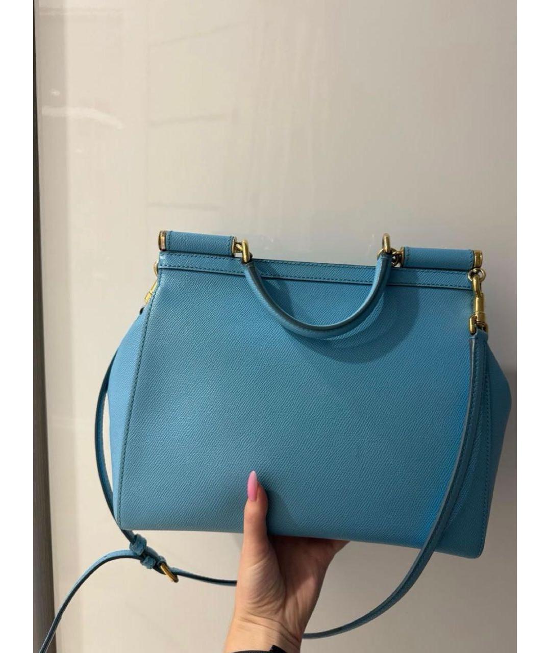 DOLCE&GABBANA Бирюзовая кожаная сумка с короткими ручками, фото 3