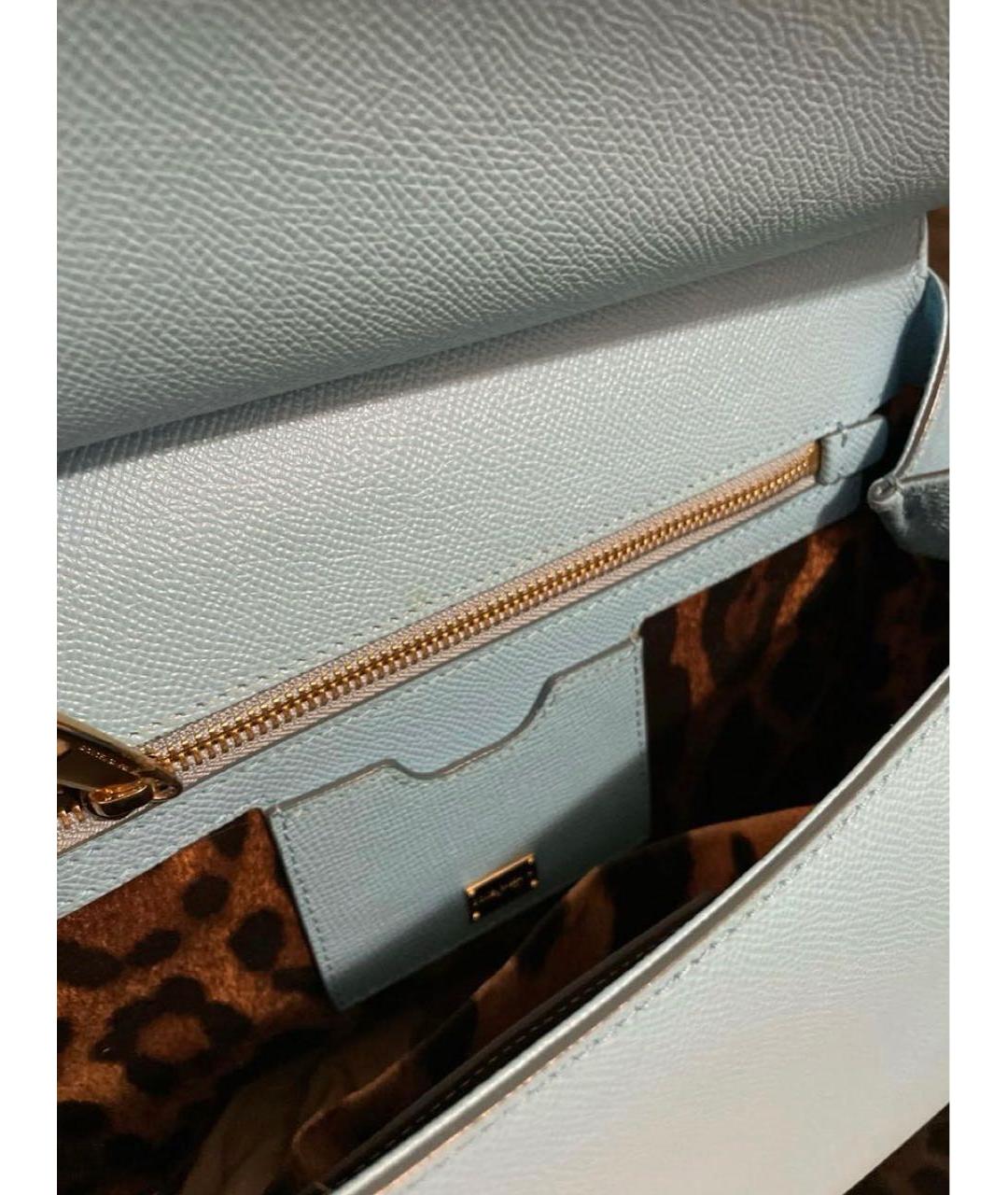 DOLCE&GABBANA Бирюзовая кожаная сумка с короткими ручками, фото 4