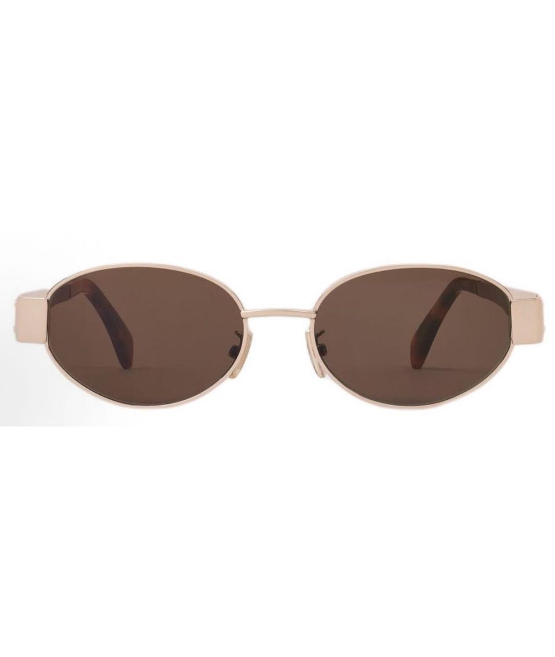 CELINE Бежевые металлические солнцезащитные очки, фото 2