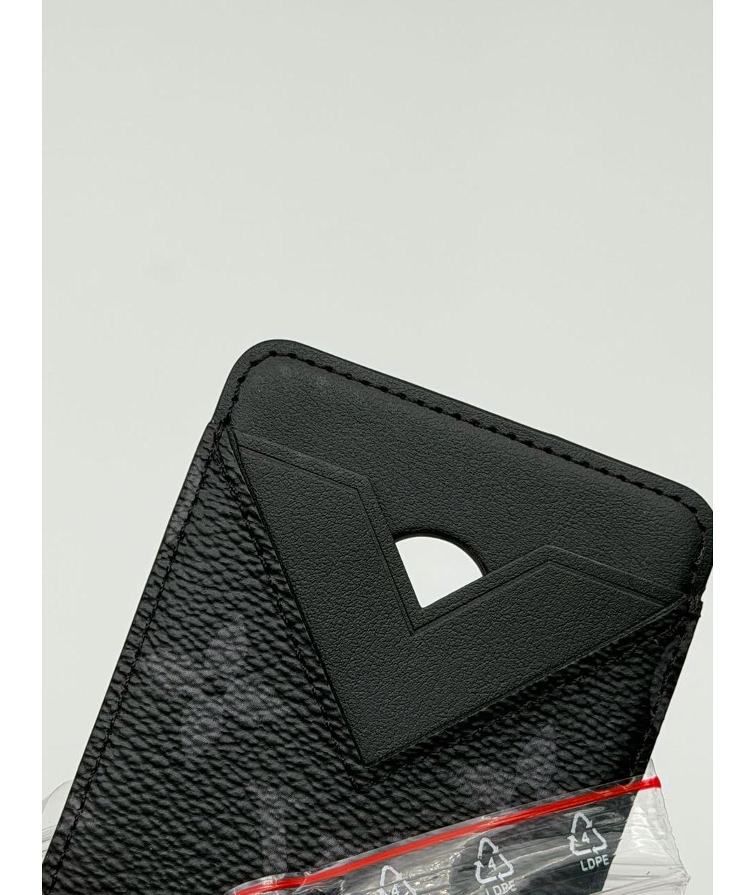 LOUIS VUITTON Черный кожаный кардхолдер, фото 4
