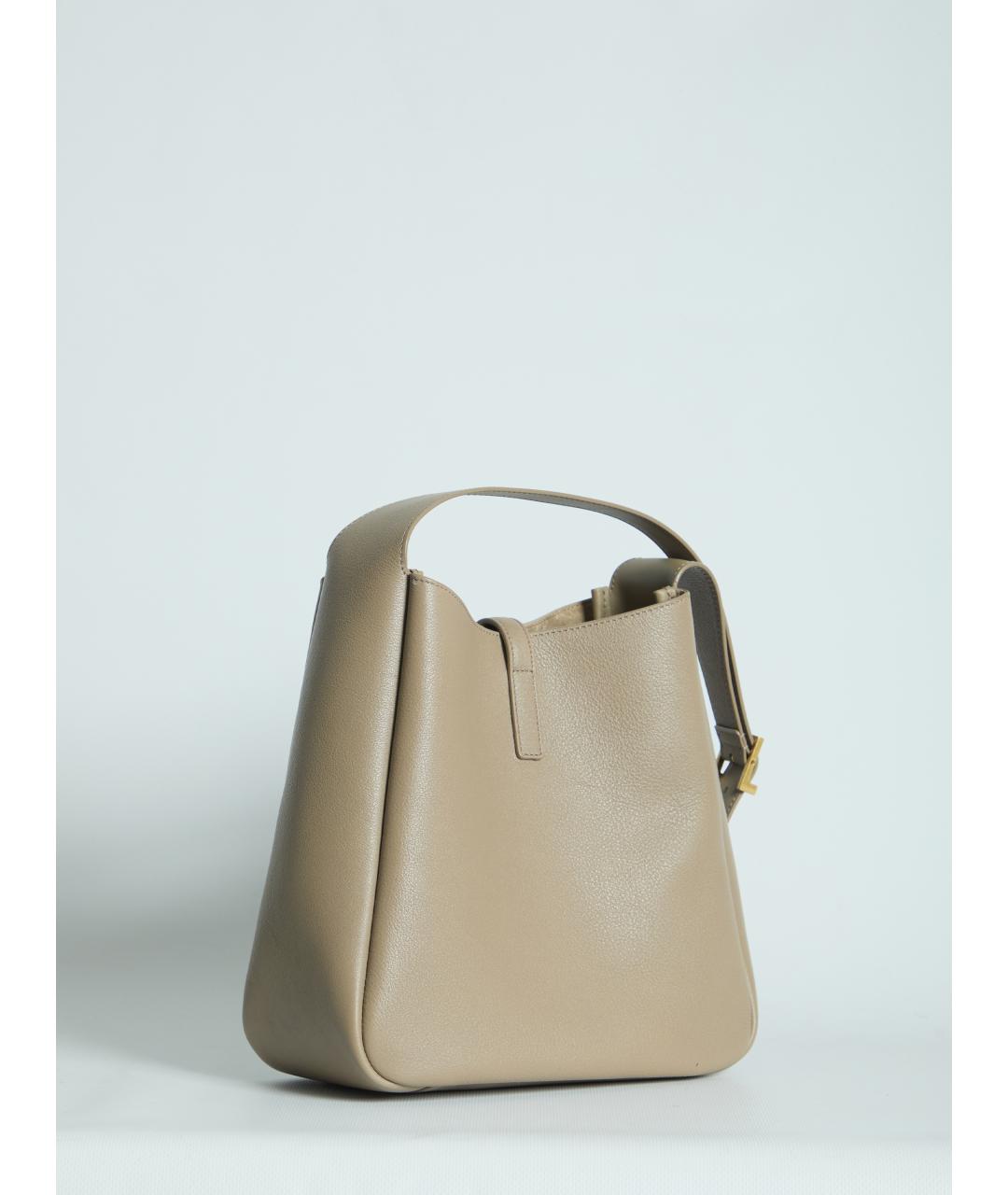 SAINT LAURENT Бежевая кожаная сумка через плечо, фото 2