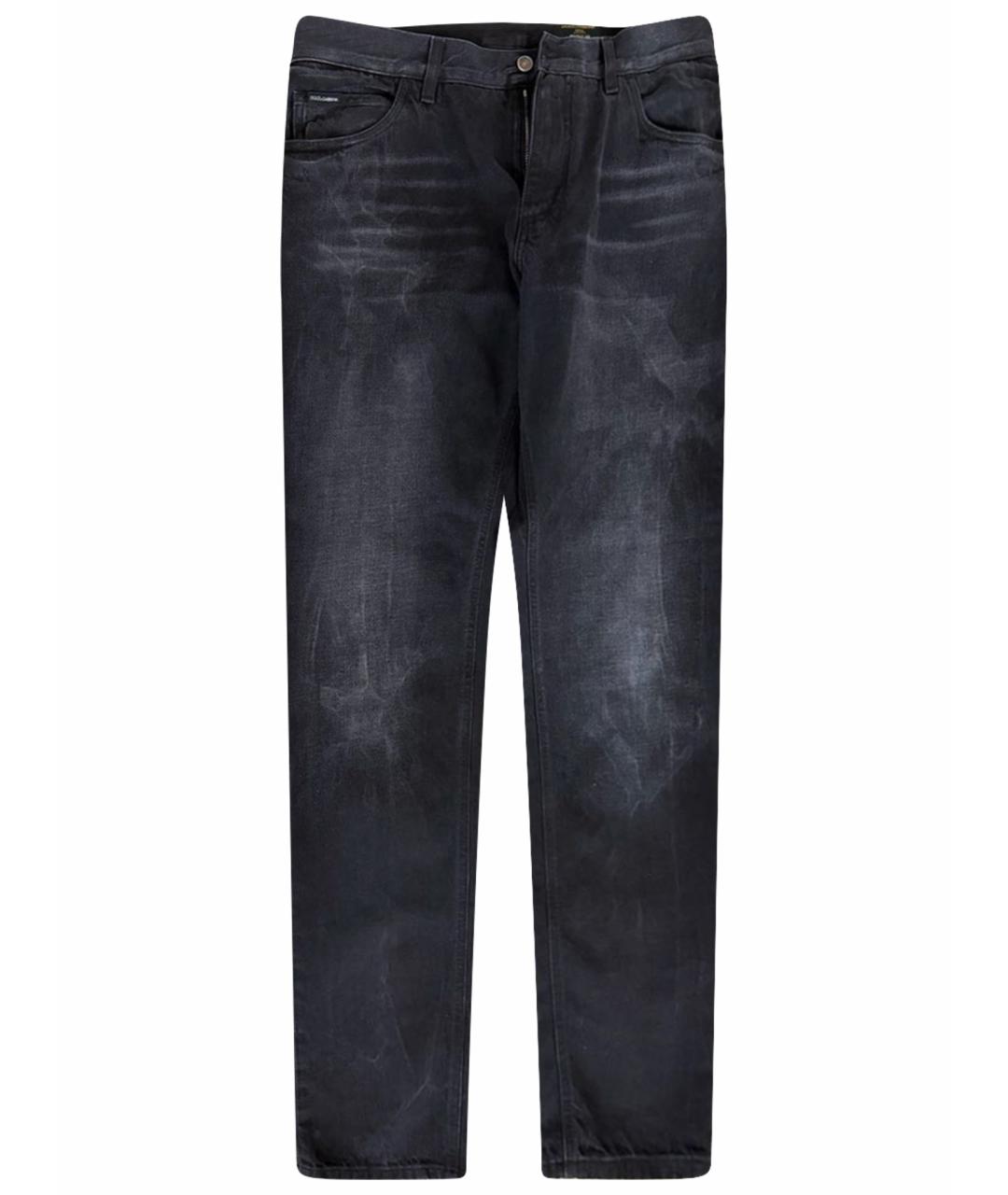 DOLCE&GABBANA Черные хлопковые прямые джинсы, фото 1