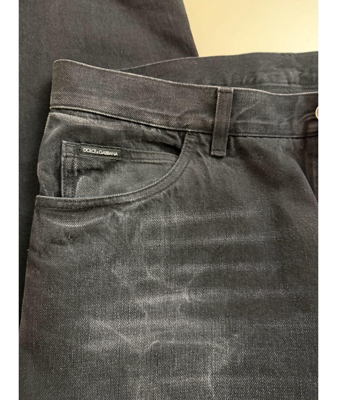 DOLCE&GABBANA Черные хлопковые прямые джинсы, фото 4