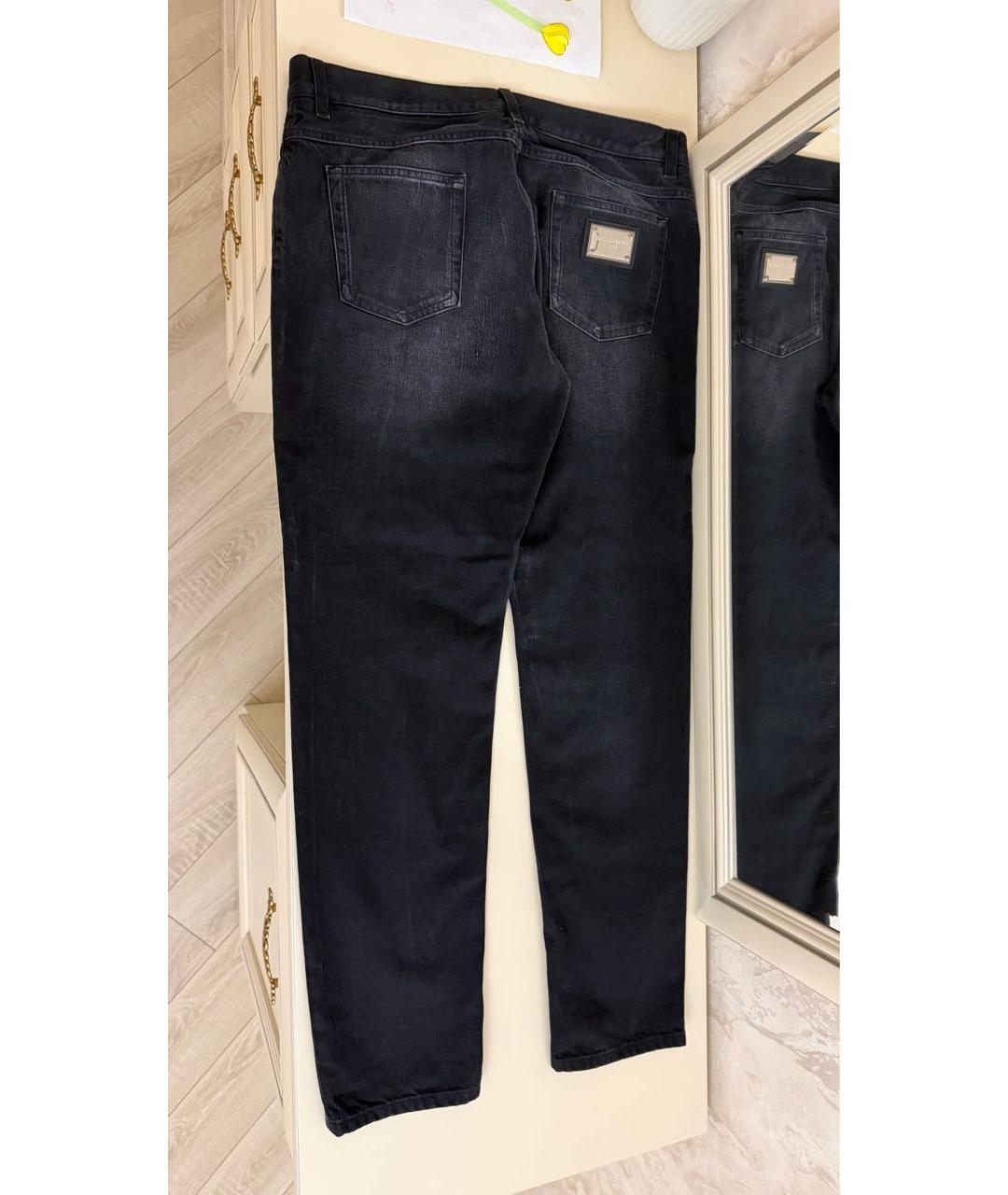 DOLCE&GABBANA Черные хлопковые прямые джинсы, фото 2