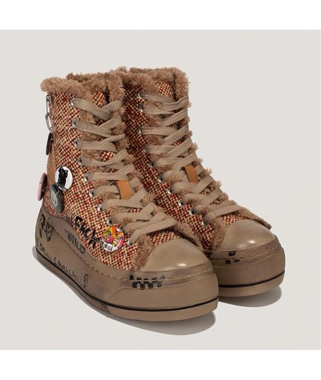 R13 Коричневые текстильные полусапоги, фото 2