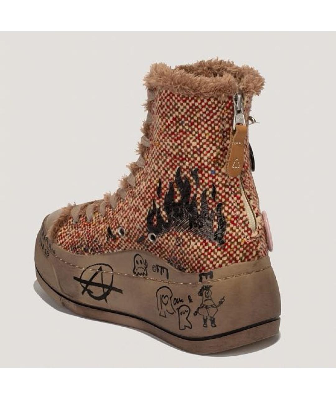 R13 Коричневые текстильные полусапоги, фото 4