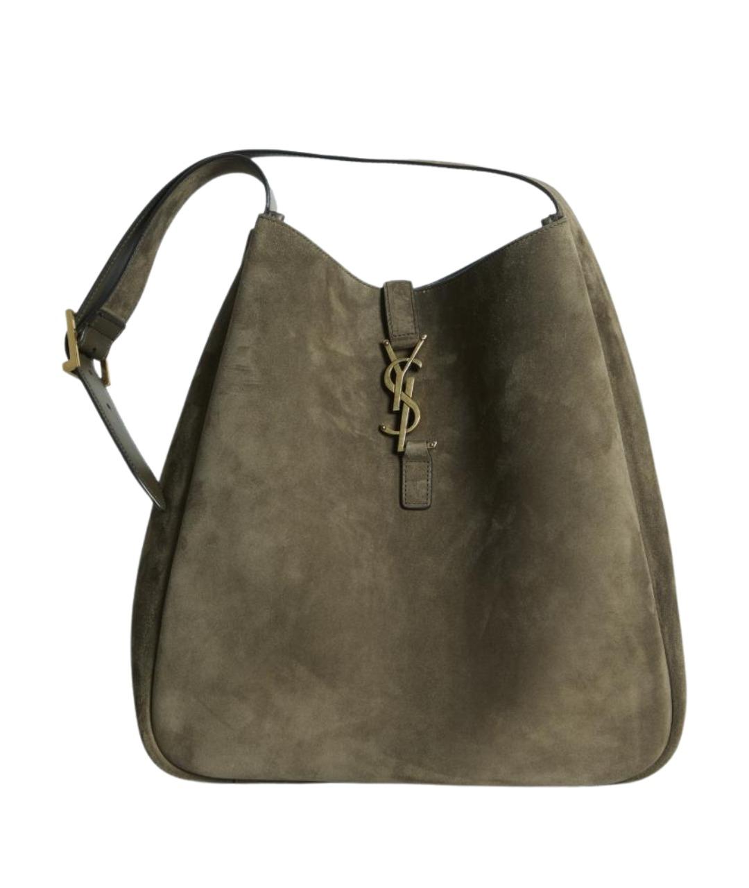 SAINT LAURENT Зеленая замшевая сумка через плечо, фото 1