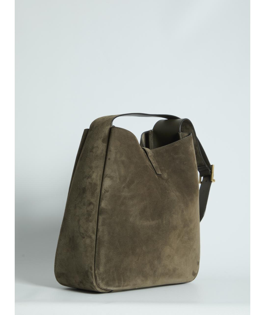 SAINT LAURENT Зеленая замшевая сумка через плечо, фото 2
