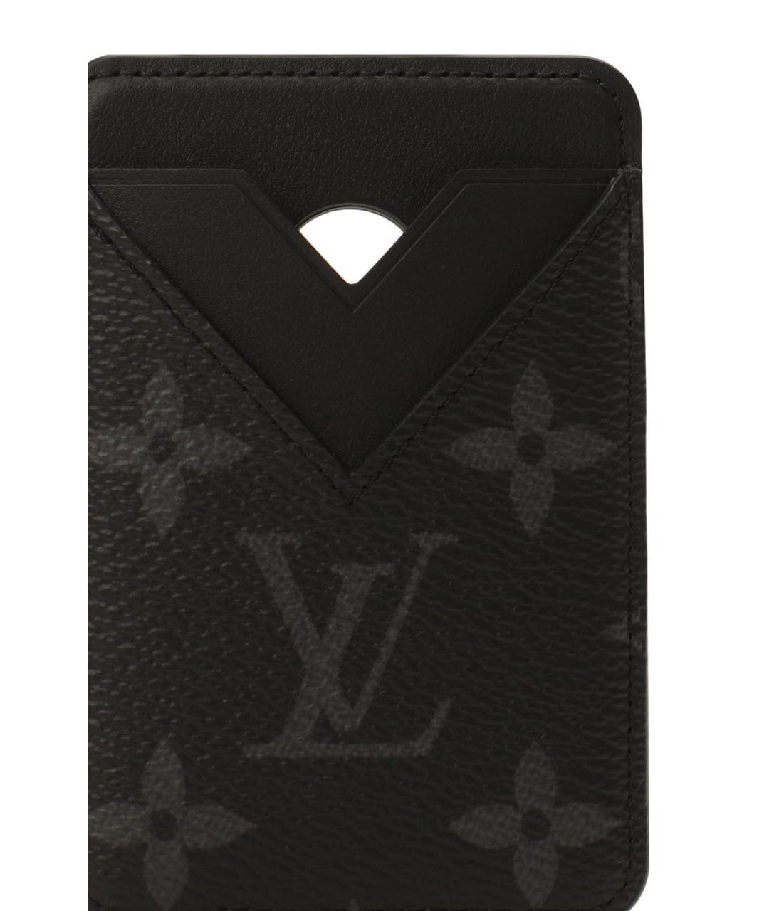 LOUIS VUITTON Черный кожаный кардхолдер, фото 2