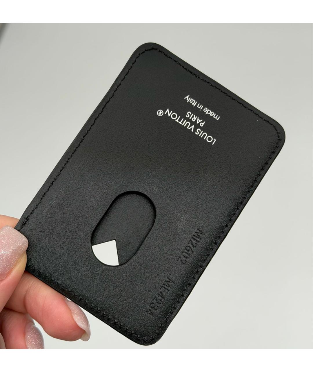 LOUIS VUITTON Черный кожаный кардхолдер, фото 4
