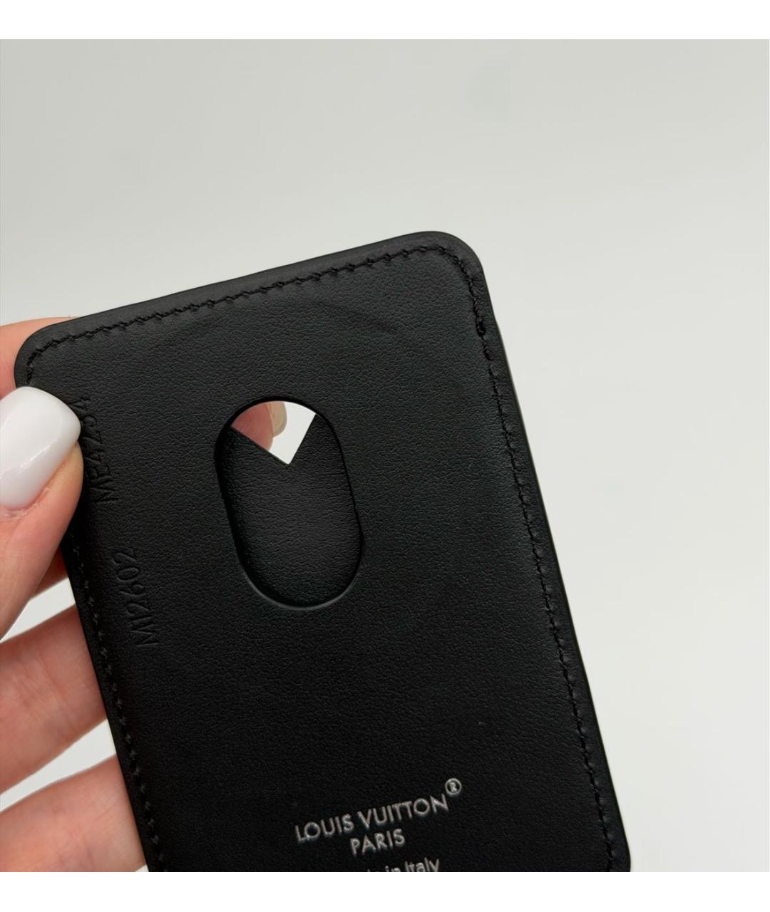 LOUIS VUITTON Черный кожаный кардхолдер, фото 5