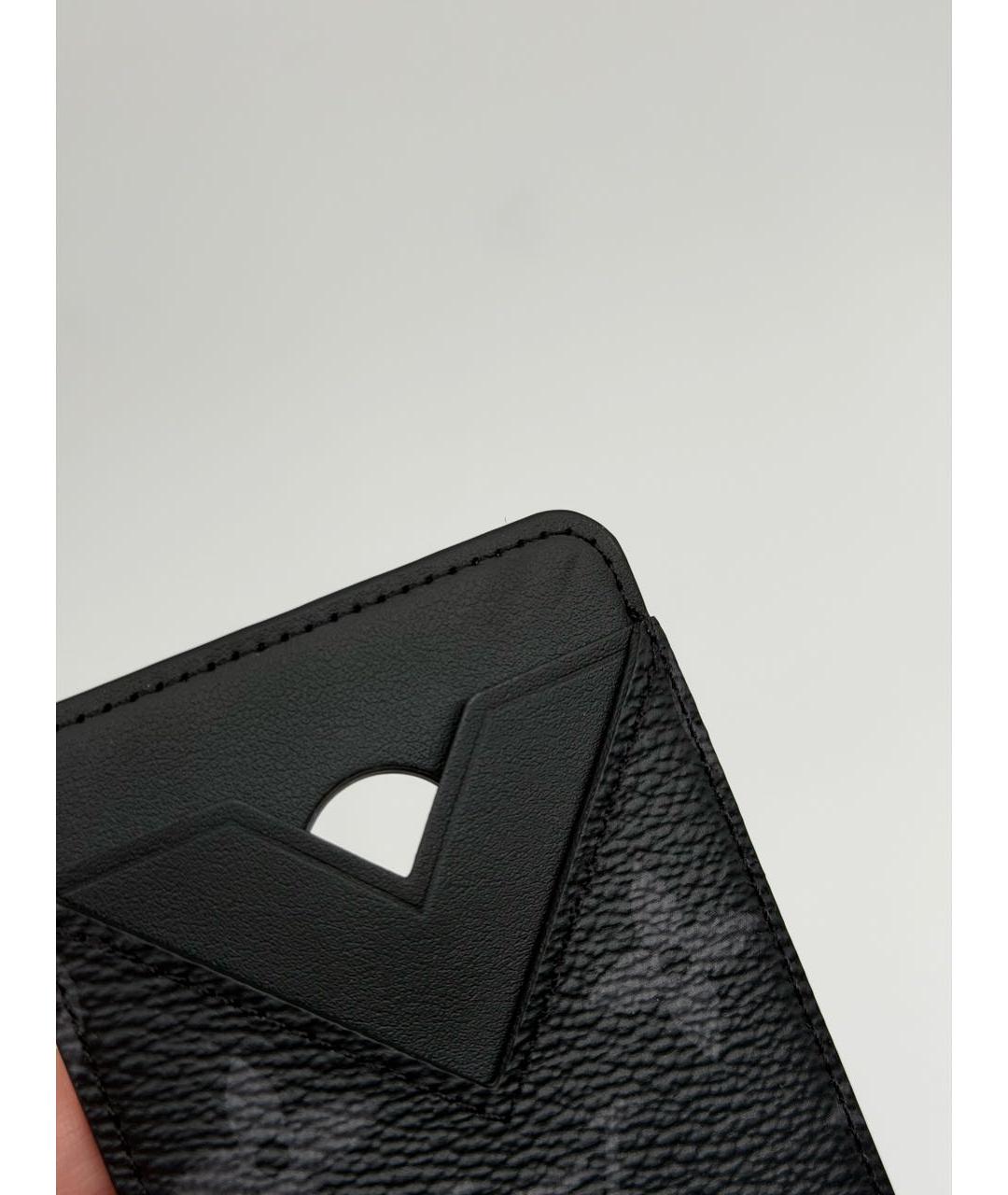 LOUIS VUITTON Черный кожаный кардхолдер, фото 4