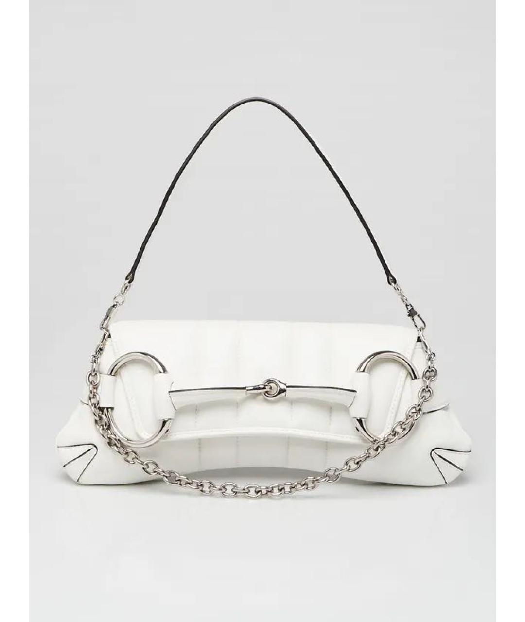 GUCCI Белая кожаная сумка с короткими ручками, фото 5