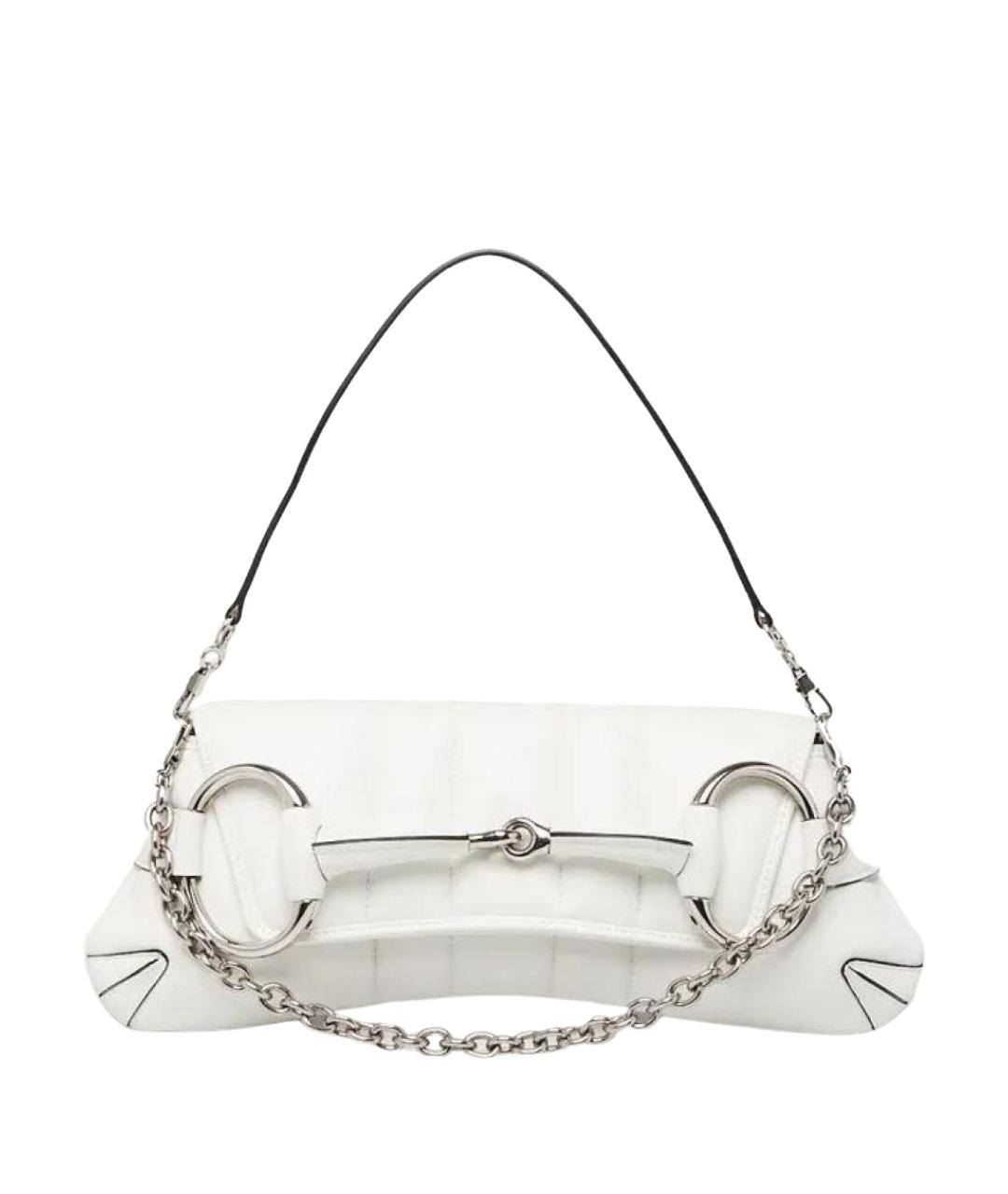 GUCCI Белая кожаная сумка с короткими ручками, фото 1