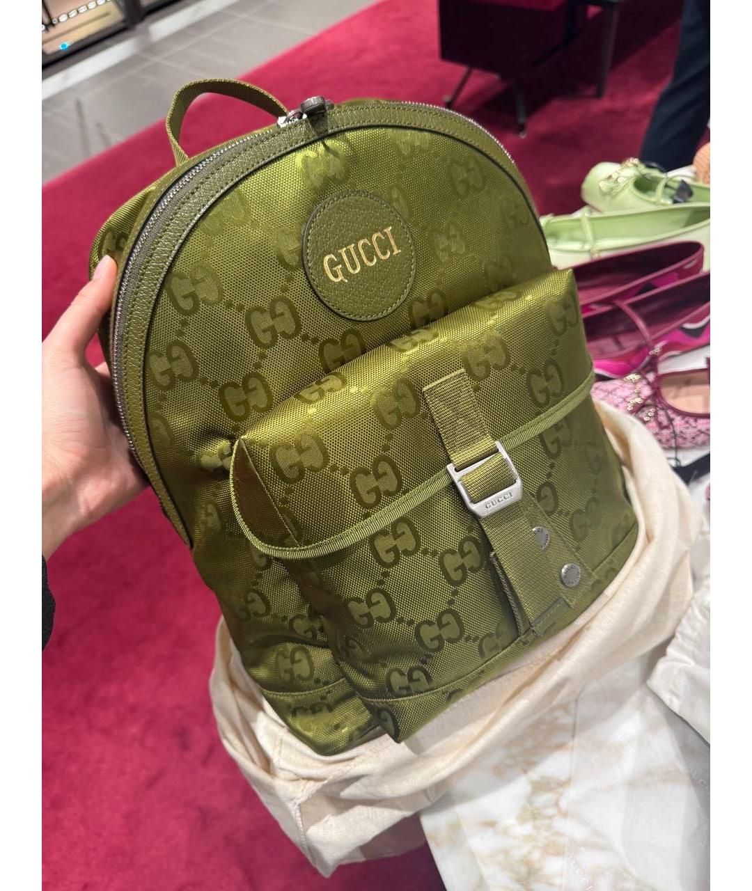 GUCCI Хаки тканевый рюкзак, фото 5